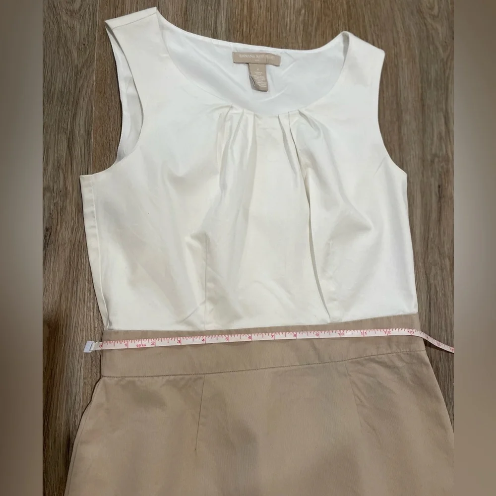 Banana Republic White and Tan Sleeveless Dress- Size 2 - Picture 6 of 12